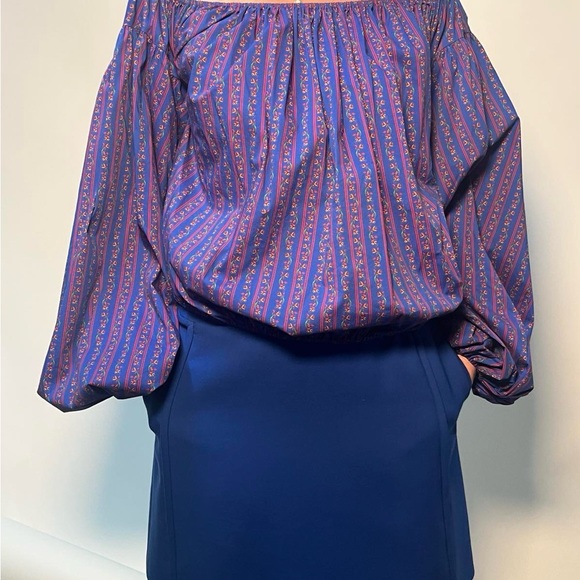 Caroline Constas Women's Blue and Pink Striped Top - Picture 4 of 10